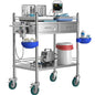 *Improved & Upgraded* Medical Stainless Steel 2 Tier Rolling Cart with Wheels and Drawers | Dental Hospital Nursing Trolley | Easy-to-Disinfect Phlebotomy Mobile Workstation