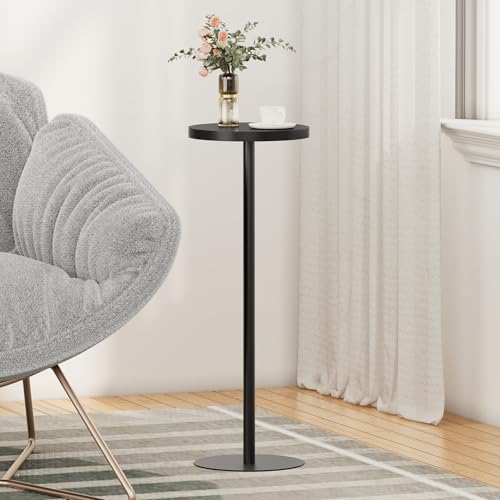TUTOTAK Tall Round Side Table, Small End Table, Drink Table, Pedestal Table | for Small Space, Beside Table, Living Room and Bedroom, Black TB01BK065 - color: Black, size: 1 Pack, style: Ordinary