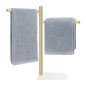Standing Hand Towel Holder, Hand Towel Stand with Marble Base, 304 Stainless Steel Towel Rack with 2 Swivel Arm, Countertop Stand Towel Ring Towel Bar for Bathroom (Gold) - color: Gold