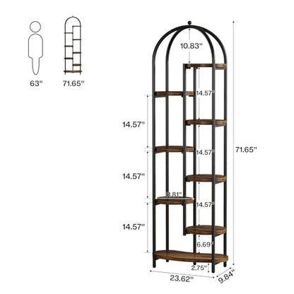 Tribesigns Arch Plant Stand Indoor, 71" Tall Corner Plant Shelf, 8-Tier Plants Stand with Metal Support Frame, Tiered Flower Stands Pot Holder Display Rack for Indoor, Living Room, Patio, Brown & Black