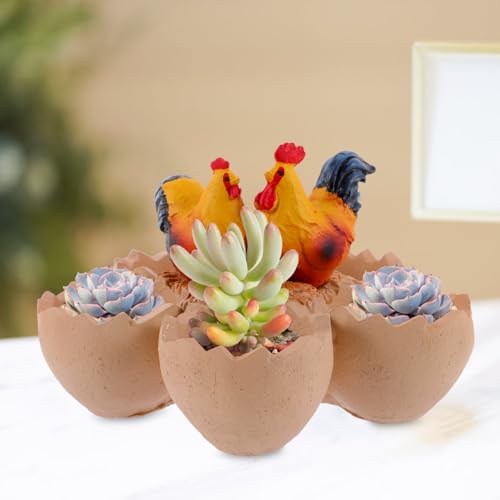 ibasenice Resin Flower Pot Eggshell Design Succulent Planter for Miniature Decorations Mini Potted Plants Home Office Table Decor Micro Landscape Bonsai Display 6.49 X 6.49 X 4.33 in
