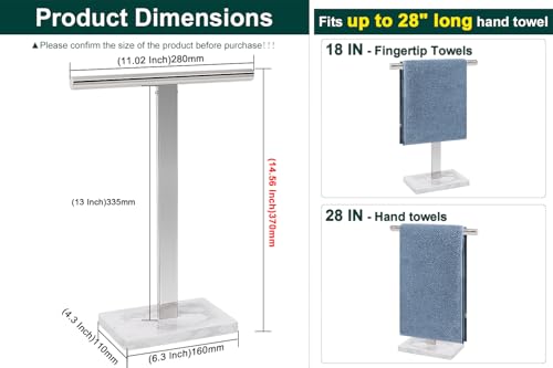 Hand Towel Holder, T-Shape Hand Towel Stand for Bathroom, Hand Towel Rack Bar Standing for Vanity Kitchen Countertop, 304 Stainless Steel, Marble Base (Chrome) - color: Chrome