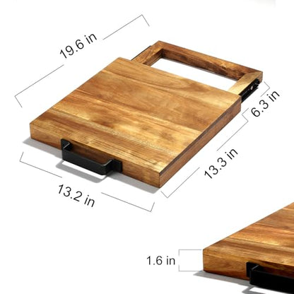 Natural Acacia Sliding Tray for Coffee Machine Kitchen Appliance slider Moving Caddy, appliance slider,appliance rolling stand air fryer rolling tray - color: Natural