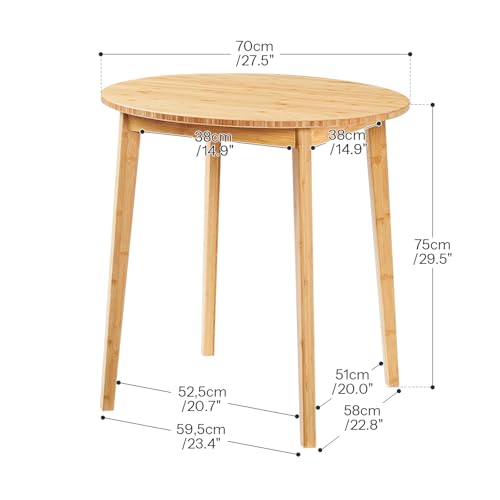 HOOBRO Bamboo Dining Table, Round Dining Table for 2, 27.5" Kitchen Table for Small Space, Writing Table, Easy to Assemble, for Dining Room, Living Room, Office, Kitchen, Apartment, Natural YL71CZ01G1 - color: Natural