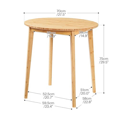 HOOBRO Bamboo Dining Table, Round Dining Table for 2, 27.5" Kitchen Table for Small Space, Writing Table, Easy to Assemble, for Dining Room, Living Room, Office, Kitchen, Apartment, Natural YL71CZ01G1 - color: Natural