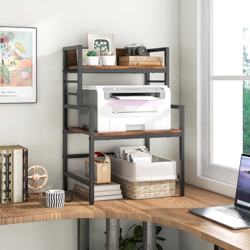 GOFLAME Microwave Stand Countertop, 3-Tier Microwave Oven Rack with Storage, Heavy-Duty Metal Frame, Multifunctional Tabletop Organizer Shelf for Kitchen, Home Office, 110lbs Capacity, Industrial