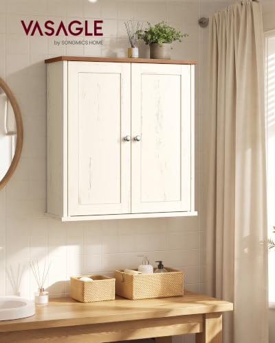 VASAGLE SIREN Collection Bathroom Wall Cabinet, Hanging Storage | Bathroom storage cabinet, for medicines, farmhouse, 2 adjustable shelves, 7.9 x 22 x 23.6 Inches