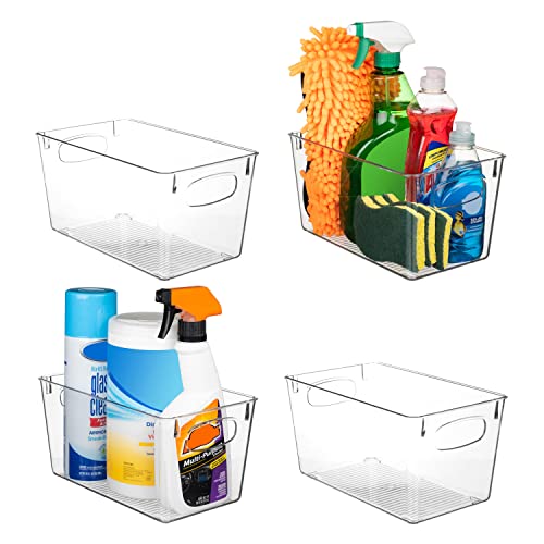 ClearSpace Clear Plastic Storage Bins – Perfect Kitchen Organization and Storage or Pantry Storage – Fridge Organizer, Pantry Organization and Clear Storage Bins, Cabinet Organizers - size: 4 Pack