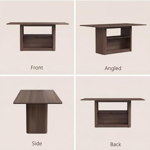 FUQARHY 63" Dining Table with Storage, Farmhouse Rectangular Kitchen Table - color: Walnut