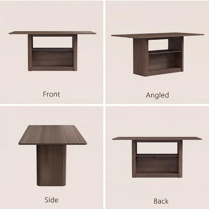 FUQARHY 63" Dining Table with Storage, Farmhouse Rectangular Kitchen Table - color: Walnut