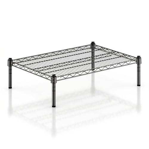Black Epoxy Wire Storage Shelf, Dunnage Rack, Commercial 1 Tier Small Shelf, 21" x 30" x 8", Heavy-Duty Metal Construction, 600 lbs Capacity - color: Black, size: 21"D x 30"W x 8"H