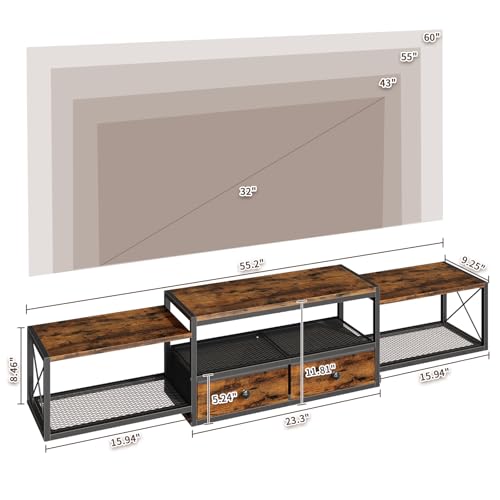 HavenlyYouth 55" Floating TV Stand, Modern Entertainment Center, Wall-Mounted Media Console Shelf for Under TV Storage, TV Cabinet for Living Room, Bedroom, Rustic Brown