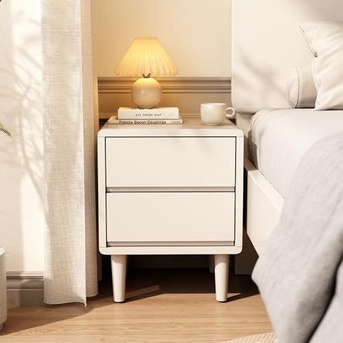 White Nightstand Solid Wood Nightstand,Small Night Stand with Drawers Wood Night Stand,Small Bedside Tables for Bedroom,Living Room,Office,White Bedside Table - color: White, style: 2 drawers