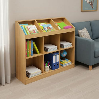10 Cube Bookcase, 2-Tier Solid Wood Storage Organizer, Floor Standing Display Cabinet Bookshelf with Back Panels, Open Shelf for Bedroom, Living Room, Office 59"W X 11.8"D X 23.6"H (Wood)