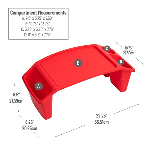 Mind Reader Kids Lap Desk, Portable Activity Tray with Side Storage, Stackable Plastic Desk for Drawing, Snacks, Study, Set of 2, Red - color: Red