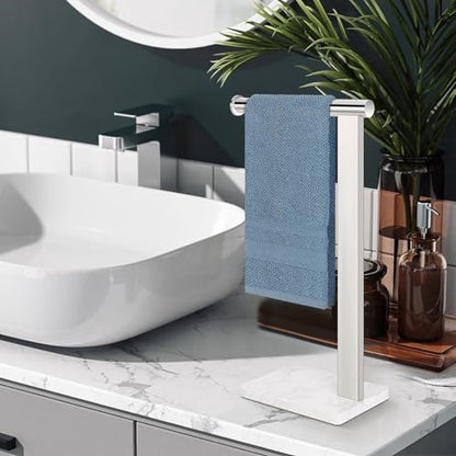 Stainless Steel L-Shaped Hand Towel Holder, SUS304 Bathroom Towel Rack with Thickened Base for Countertop Vanity (Chrome, Square Base) - color: Chrome