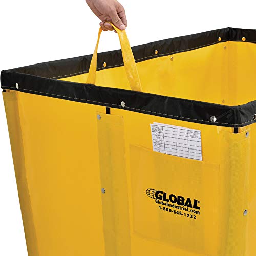 Global Industrial 12 Bushel, Yellow Vinyl Basket Bulk Truck, Unassembled | 36"L x 26"W x 33-1/2"H, Rolling Laundry Cart, Commercial Material Handling Cart with 4" Casters - color: Yellow