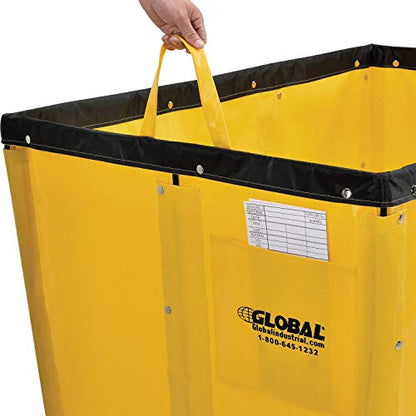 Global Industrial 12 Bushel, Yellow Vinyl Basket Bulk Truck, Unassembled | 36"L x 26"W x 33-1/2"H, Rolling Laundry Cart, Commercial Material Handling Cart with 4" Casters - color: Yellow