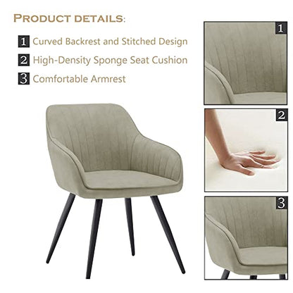 annjoe Faux Suede Accent Chair Arm Chairs Living Room Chairs Leisure Chair Upholstered Chair with Metal Legs Set of 2 for Home Kitchen Office Bistro Cafe - color: Gray Green