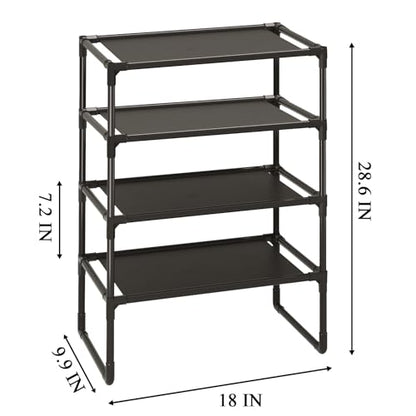 5-Tier Small Shoe Rack for Closet and Entryway, Narrow Shoe Shelf Organizer,Stackble Shoe Stand,Non-Woven Fabric Metal Free Standing Shoe Racks (White, 18" W x 9.9" D x 28.6" H) - color: White