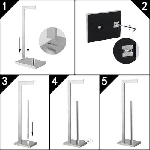 GERZWY Toilet Paper Holder Free Standing with Reserve, SUS 304 Stainless Steel Lavatory Tissue Roll Holder Floor Stand Storage Brushed Finish DZY004-LS - color: Brushed