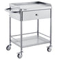 VEVOR Medical Cart, 2-Layer Stainless Steel Cart 220 lbs Weight Capacity, Lab Utility Cart with 360° Silent Wheels and a Drawer for Lab, Clinic, Kitchen, Salon - size: 2-tier with 1 drawer