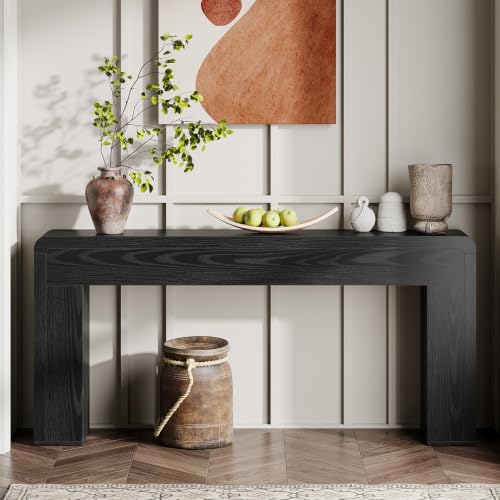 Tribesigns 70.9-Inch Extra Long Console Table, Rustic Wooden Sofa Table Behind Couch, Farmhouse Entryway Console for Living Room, Entryway, Hallway, Foyer (Black) - color: Black