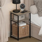 Furinno JUST Night Stand, Nightstand, 3-Tier Metal Frame End Table with Open Shelf, Side Table, End Table, for Living Room, Bedroom, French Oak - color: French Oak