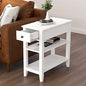 ChooChoo Side Table Living Room, Narrow End Table with Drawer and Shelf, 3-Tier Sofa End Table for Small Space, White - color: White