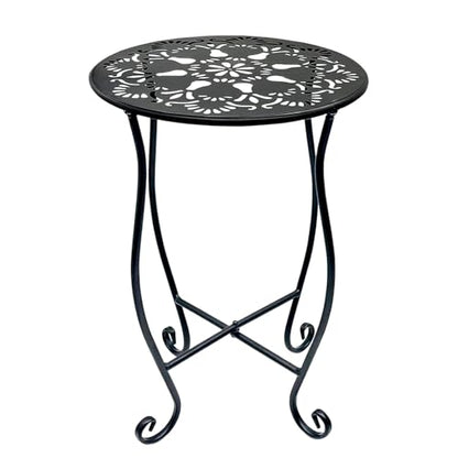 Arbuxzuy 17" Tall Round Metal Outdoor Side Tables,Flower Pot Stand | 17" tall decorative flower pot stands,Rustproof potted holder,120 lbs load capacity, indoor/outdoor use - size: 1pcs