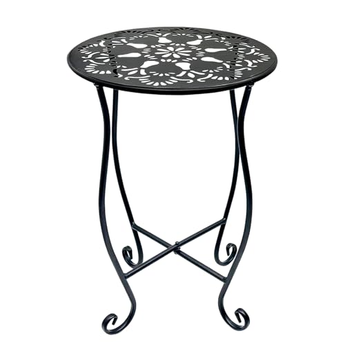 Arbuxzuy 17" Tall Round Metal Outdoor Side Tables,Flower Pot Stand | 17" tall decorative flower pot stands,Rustproof potted holder,120 lbs load capacity, indoor/outdoor use - size: 1pcs
