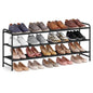 SONGMICS Long Shoe Rack Organizer for Closet, Free Standing Shoe Storage Shelf, Holds 16-20 Pairs, for Entryway, Bedroom, Easy to Assemble, 11.4 x 42.5 x 20.4 Inches, 3 Tiers, Ink Black ULMR093BP01 - size: 3 Tiers