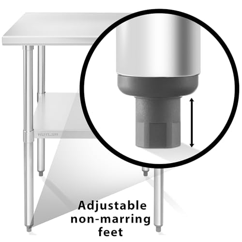 KUTLER Stainless Steel Table 30 x 30 Inches, NSF Heavy Duty Commercial Kitchen Prep and Work Table with Undershelf for Restaurant, Hotel, Home - size: 30" x 30"