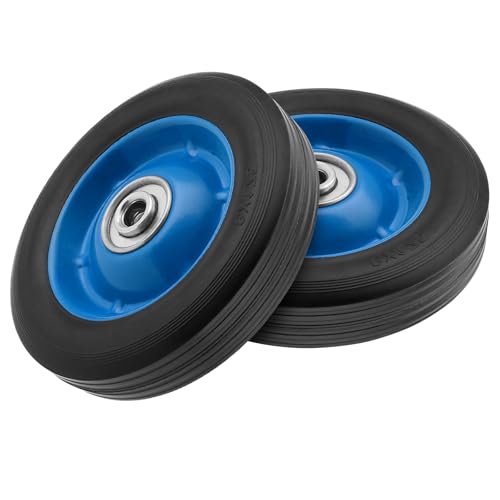 4 PCS 8 Inch Solid Rubber Tire, Black Blue Solid Rubber Wheels, Hand Truck Replacement Wheels for Garden Carts, Wheelbarrows - size: Blue 4Pcs