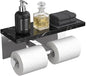FORIOUS Toilet Paper Holder with Shelf, Commercial Toilet Paper Dispensers | Chrome | Wall Mount Bathroom Tissue Holder | SUS304 Stainless Steel Rustproof | Double Tissue Roll Holder - color: Chrome-marble