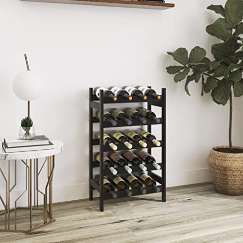 SMIBUY Bamboo Wine Rack, 20 Bottles Display Holder, 5-Tier Free Standing Storage Shelves for Kitchen, Pantry, Cellar, Bar (Black) - color: Black