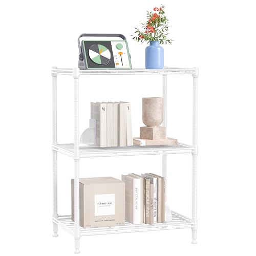 IZEUK 3 Tier Shelf, Heavy Duty Steel Wire Shelving Unit for Home, Kitchen, Laundry Room Organization, Office Storage Rack (17.7" W x 11.8" D x 26.3" H, 450LBS, White) - color: White, size: 3 Tier, 11.8" D x 17.7" W x 26.3" H