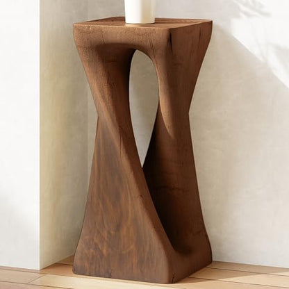 Merax Twist Shape MGO Accent Side Table, Unique Modern End Table with Wide Pedestal & Tabletop, Small Drink Tables for Living Room, Bedroom Night Stand Bedside Table, No Assembly Required, Brown - color: Brown, size: Twist Shaped