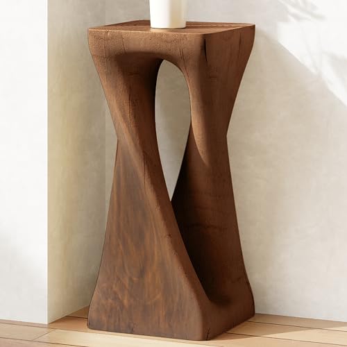 Merax Twist Shape MGO Accent Side Table, Unique Modern End Table with Wide Pedestal & Tabletop, Small Drink Tables for Living Room, Bedroom Night Stand Bedside Table, No Assembly Required, Brown - color: Brown, size: Twist Shaped