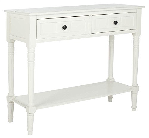 SAFAVIEH Furniture - Samantha 2-Drawer Console Table - Distressed Cream - Solid Wood - Classic Storage Design - Ideal for Entryway, Living Room, Hallway, 35.8"W x 13.8"D x 29.5"H (AMH5710C) - color: Distressed Cream