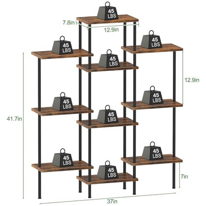 42" Tall Plant Stand,4-Tier Heavy Duty Plant Shelf,Small Plant Stand Indoor and Outdoor,Living Room,Balcony,Home Office,37''L x 7.8''W x 42''H,Rustic Brown