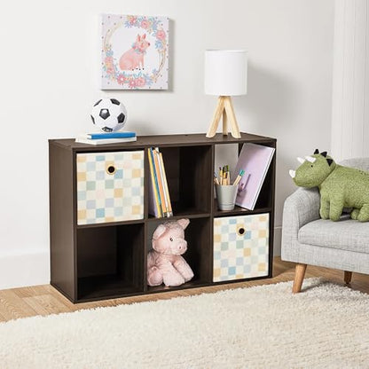 6-Cube Storage Organizer, Bookcase, 3 Open & 3 Closed Back Shelves, Vertical/Horizontal Placement, 11" Cubes (Espresso) - color: Espresso