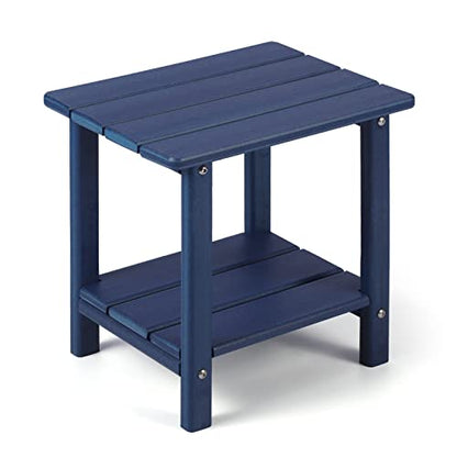 Apolimi Adirondack Outdoor Side Table, 2-Tier Sturdy Patio End Table Weather Resistant, 16.5" Solid Side Table for Patio, Pool, Porch(Navy Blue) - color: Navy Blue