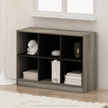Furinno Basic Book Shelf, 3x2 Bookshelf, Cube Organizer Cabinet Bookcase with Shelf Storage, 11.9 x 31.6 x 23.6, for Living Room, Bedroom, Home Office, French Oak - color: French Oak