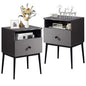 VECELO Modern Nightstands Set of 2,Square End Side Table with Drawer and Storage Space for Bedroom and Living Room - color: Grey(set of 2)