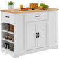 VEVOR 46" Wood Top Breakfast Bar with Storage Cabinet, Farmhouse Kitchen Table with Adjustable Shelf, Drawer, for Dining Kitchen Living Room, White - size: 46"W