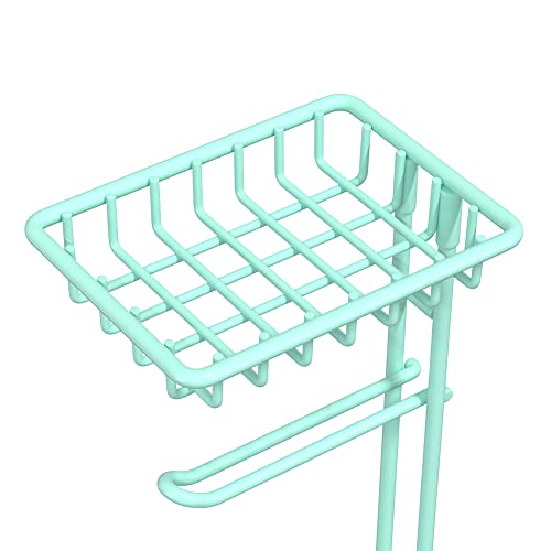 Toilet Paper Roll Holder Stand Nautical Bathroom Tissue Dispenser with Shelf for Larger Rolls-Mint - color: E-mint
