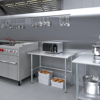 Commercial Open Base Stainless Steel Work Table – 48" x 24" | Heavy-Duty Prep Table with Galvanized Frame | NSF Certified | Restaurant & Utility Use - size: 48"x24"