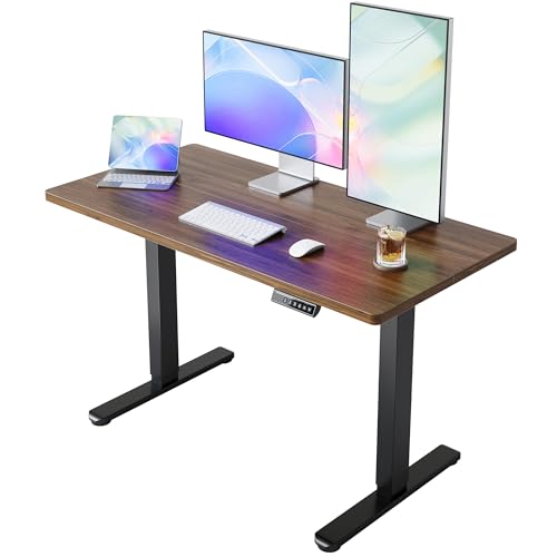 HUANUO 43 x 24 inch Electric Standing Desk Adjustable Height, 4 Memory Height Settings, Sit Stand Up Desk for Home Office & Computer Workstation, Black Walnut - color: Walnut, size: 43" X 24"