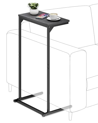 TUTOTAK C Shaped End Table, Small Side Table, 28.7 inch Tall Couch Table | Slim C Table for Sofa, Small Space, Living Room, Bedside, Bed Room, Black TB01BK071 - color: Black